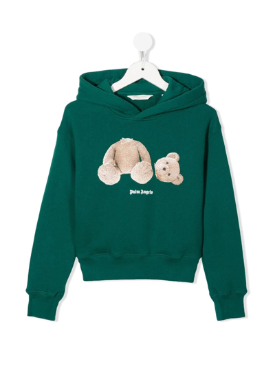 Shop Palm Angels Bear Hoodie In Forest Green