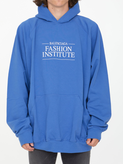 Shop Balenciaga Fashion Institute Hoodie In Blue