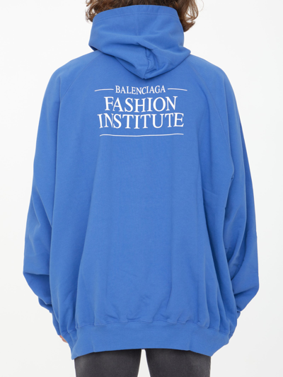 Shop Balenciaga Fashion Institute Hoodie In Blue