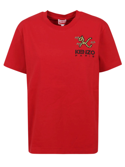 Shop Kenzo Crest Logo Loose T-shirt In Medium Red