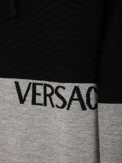 Shop Versace Knit Sweater Greek Series In Black Grey