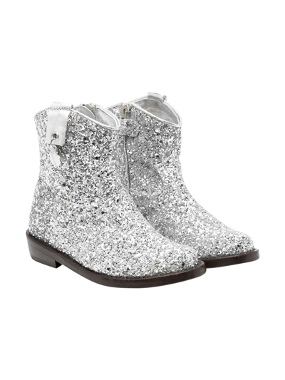 Shop Monnalisa Silver Ankle Boots Teen Girl  In Argento