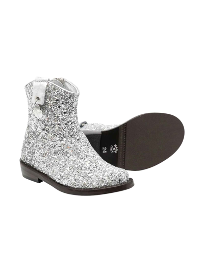 Shop Monnalisa Silver Ankle Boots Teen Girl  In Argento