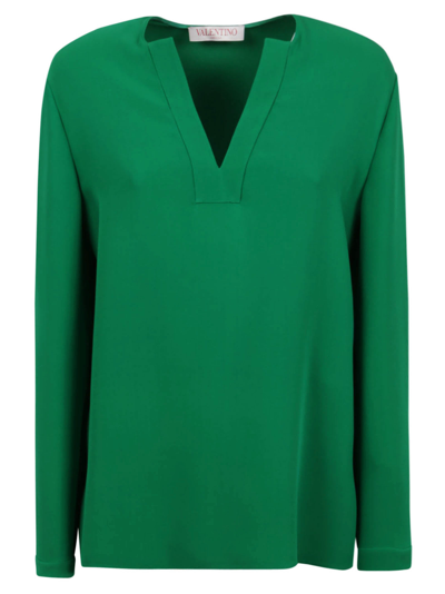 Shop Valentino Top In Cady Couture In Pure Green