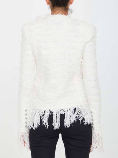 Shop Balmain White Tweed Jacket