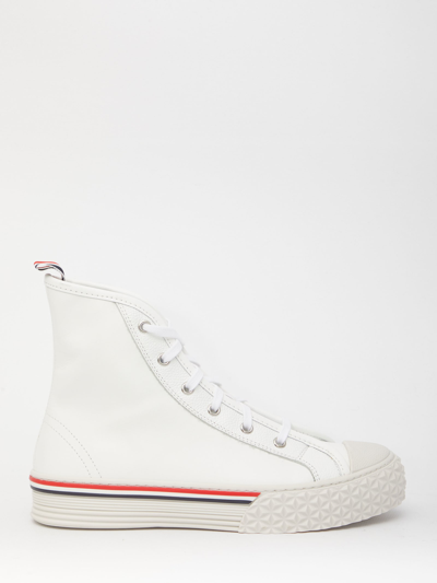 Shop Thom Browne White Leather Sneakers
