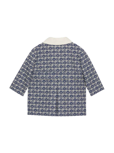 Shop Gucci Blue Coat Baby Boy In Blu/bianco