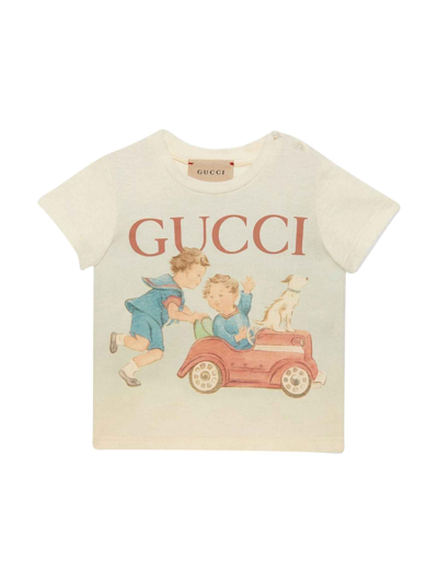Gucci Baby Printed Cotton T-shirt In Ivory | ModeSens