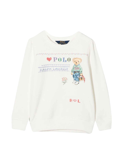 Shop Ralph Lauren White Sweatshirt Girl Mini Rodini In Bianco