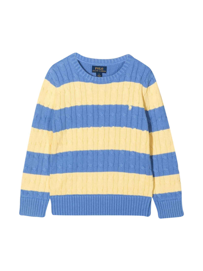 Shop Ralph Lauren Yellow / Blue Pullover Boy In Giallo/blu