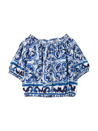 Shop Dolce & Gabbana Blue And White Top Girl