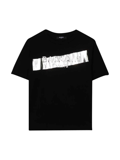 Shop Balmain Black T-shirt Teen Unisex In Nero