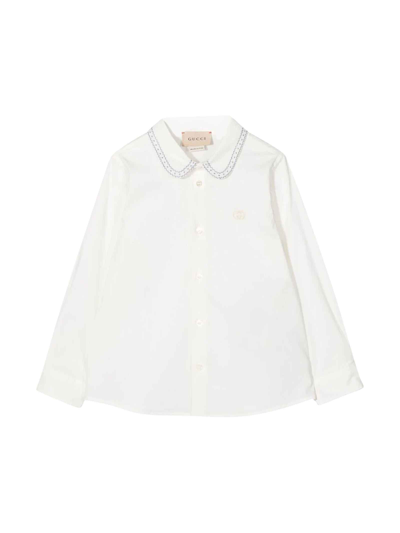 Shop Gucci White Shirt Baby Boy In Bianco/avio