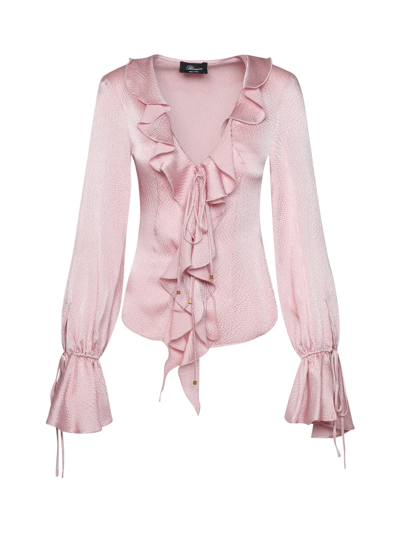 Shop Blumarine Blouse Long Sleeves In Chalk Pink