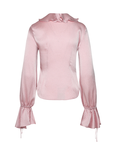 Shop Blumarine Blouse Long Sleeves In Chalk Pink