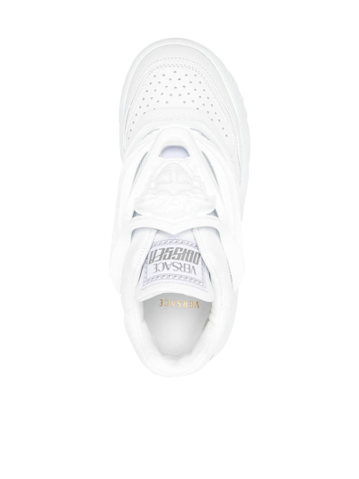 Shop Versace Sneaker Calf In White