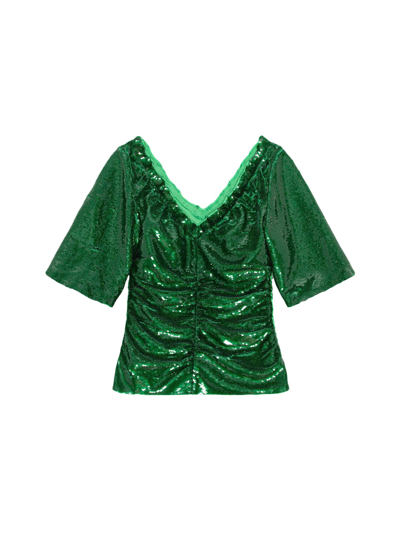 Shop Ganni Sequins In Kelly Green