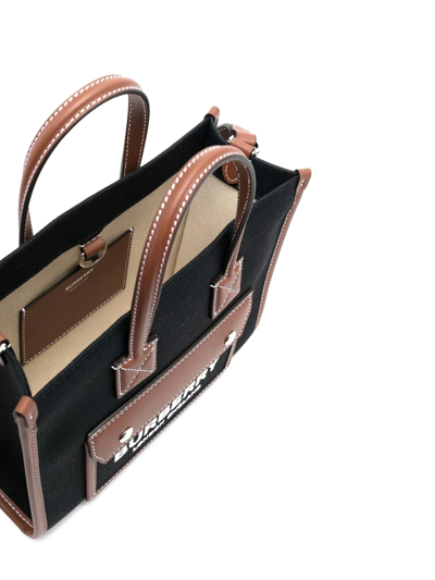Ll Mn Pocket Ll6 Handbag - Burberry - Black/Tan - Cotton