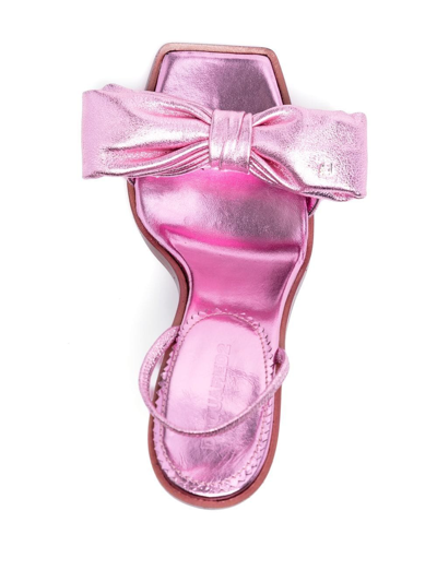 Shop Dsquared2 Metallic Bow-detail Slingback 100mm Pumps In Pink