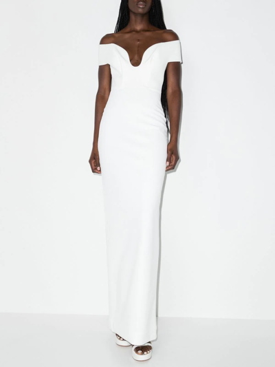 Shop Solace London Marlowe Off-shoulder Dress In White