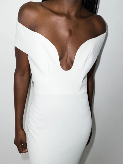 Shop Solace London Marlowe Off-shoulder Dress In White