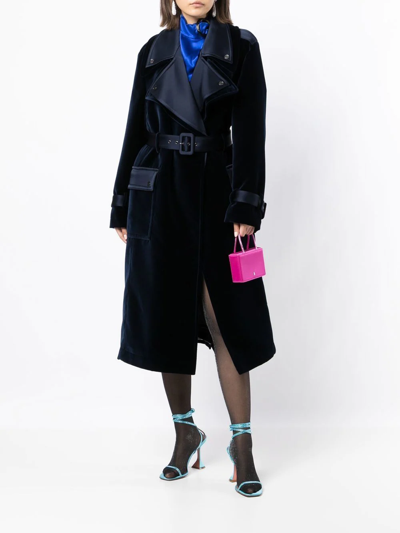 Tom Ford Notched-lapels Belted Coat In Blue