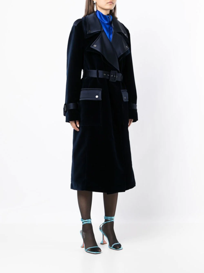 Tom Ford Notched-lapels Belted Coat In Blue