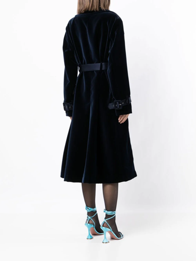 Tom Ford Notched-lapels Belted Coat In Blue
