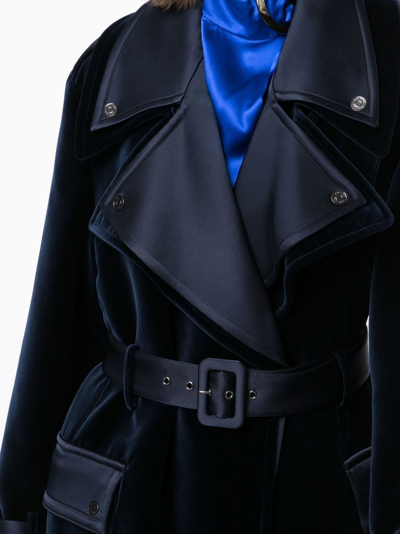 Tom Ford Notched-lapels Belted Coat In Blue