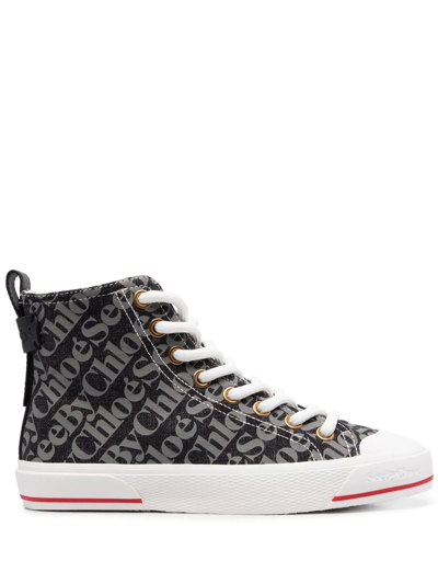 Shop See By Chloé Logo-print High-top Trainers In Grey