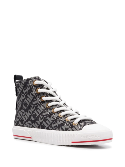 Shop See By Chloé Logo-print High-top Trainers In Grey