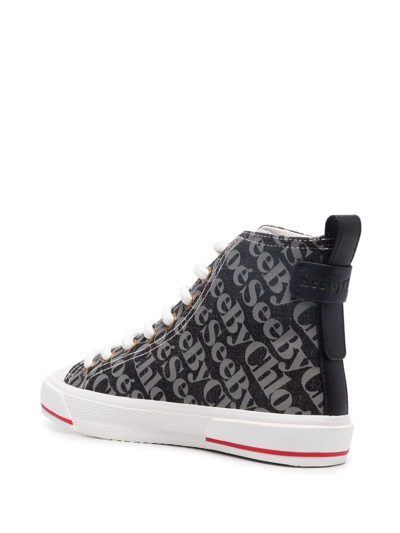 Shop See By Chloé Logo-print High-top Trainers In Grey