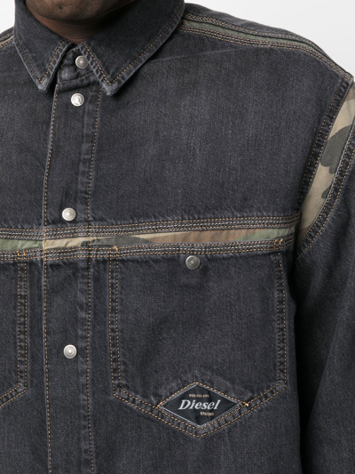 Diesel D-hor-fs Camouflage-print Shirt In Black