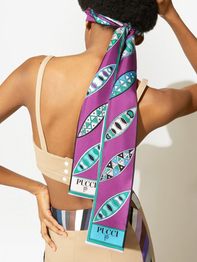 Shop Emilio Pucci Girandole Print Scarf In Purple