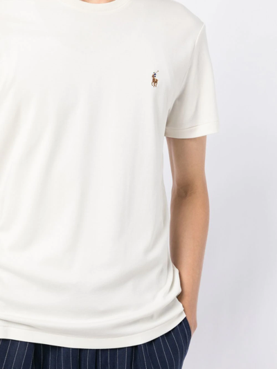 Shop Polo Ralph Lauren Logo-embroidered Cotton T-shirt In White