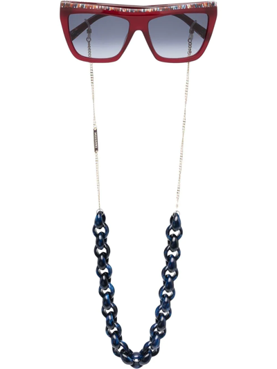 Shop Missoni Eyewear Square-frame Chain Sunglasses In Red