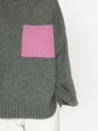 Shop Jw Anderson Patch-pocket Roll-neck Jumper In Grey