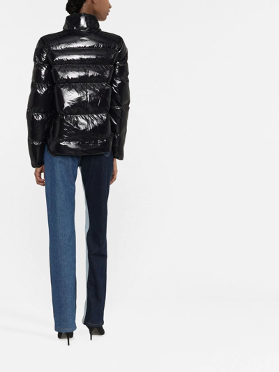 Shop Pinko High-shine Quilted Jacket In Black