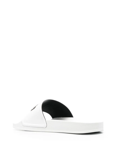 Palm Angels Logo-print Slides In White Black