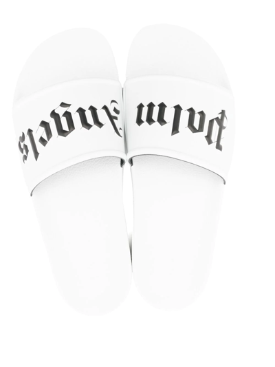 Palm Angels Logo-print Slides In White Black