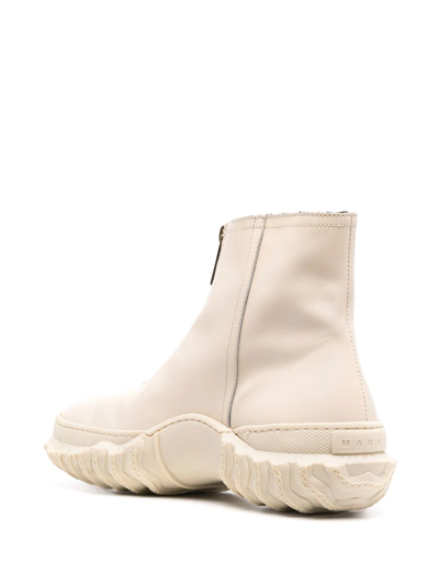 Shop Marni Zipped Ankle Boots In Neutrals