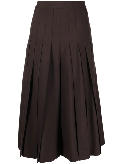 Marni Pleated Cropped Trousers In Brown