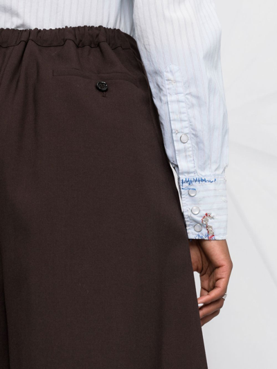 Marni Pleated Cropped Trousers In Brown