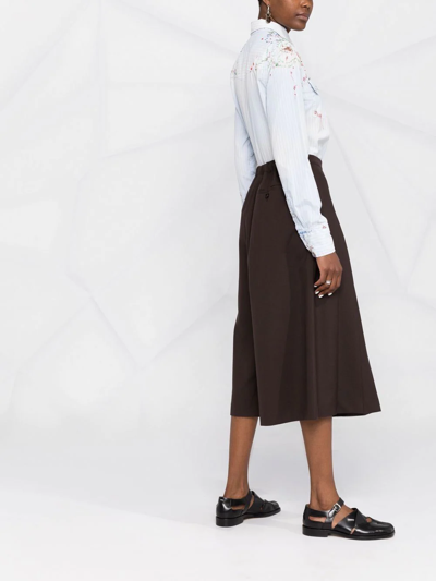 Marni Pleated Cropped Trousers In Brown
