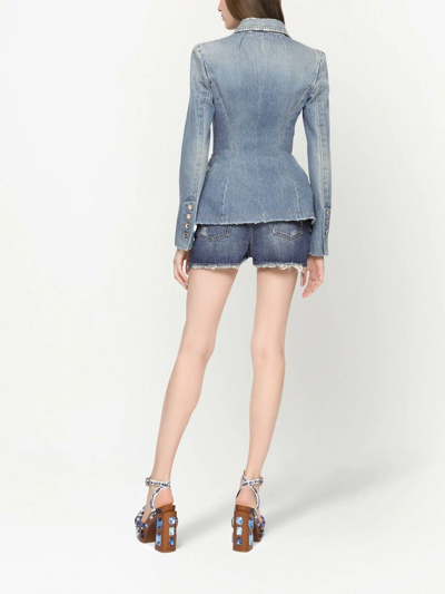 Dolce & Gabbana Denim Shorts With Ripped Details In Blue