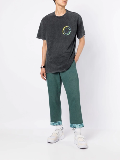 Shop Clot Turn-up Straight Leg Trousers In Green