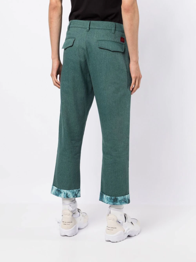 Clot Turn-up Straight Leg Trousers In Green
