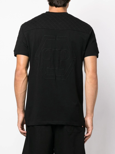 Shop Philipp Plein Zippered Logo-patch T-shirt In Black