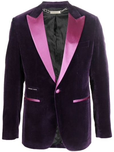 Shop Philipp Plein Single-breasted Velvet Blazer In Purple