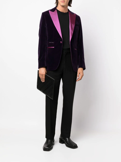 Philipp Plein Single-breasted Velvet Blazer In Purple